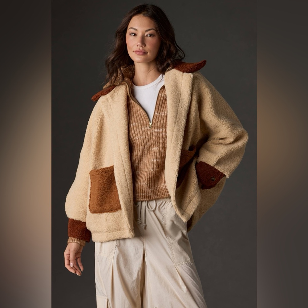 Pilcro Colorblock Sherpa Kimono jacket
